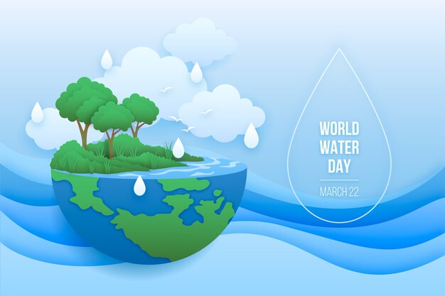 Paper style world water day background