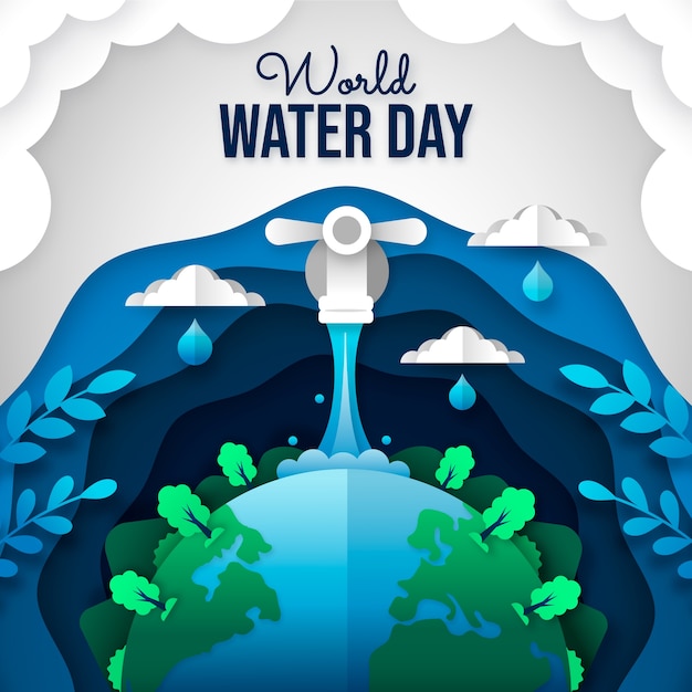 Free vector paper style world water day illustration