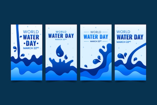 Paper style world water day instagram stories collection