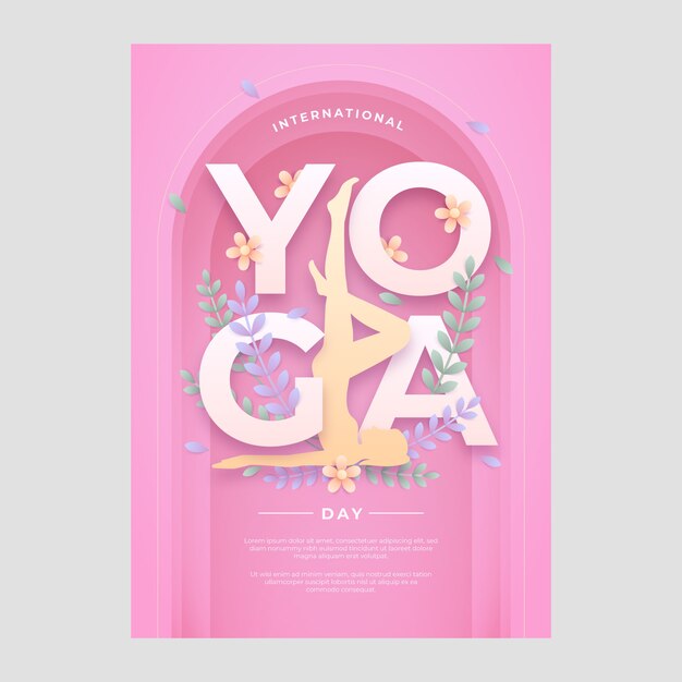 Paper style yoga day poster