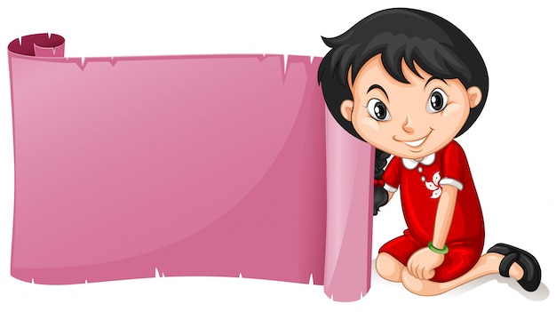 Free vector paper template with chinese girl