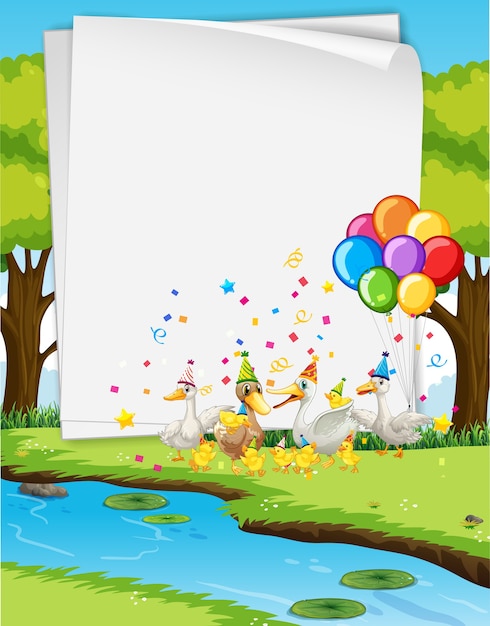 Paper template with cute animals in party theme