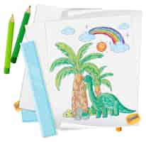 Free vector a paper with a doodle sketch design with color and colour pencil