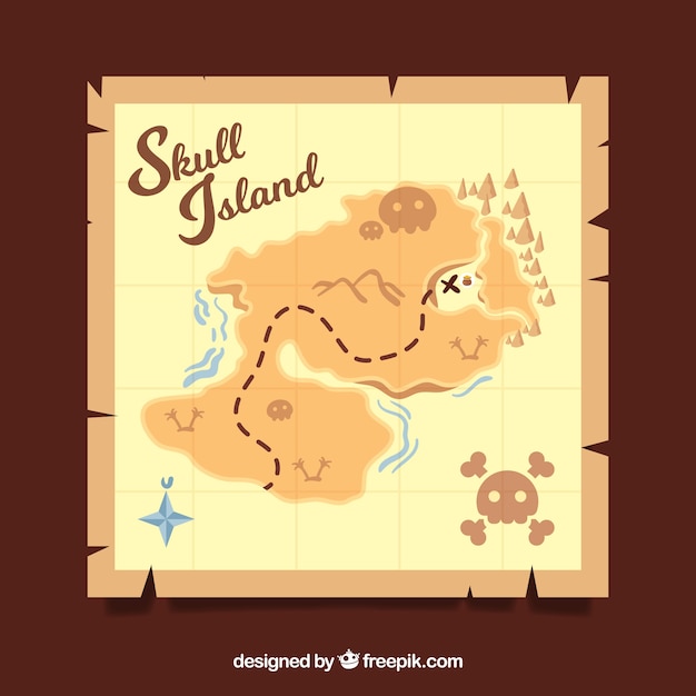 Free vector paper with pirate treasure map