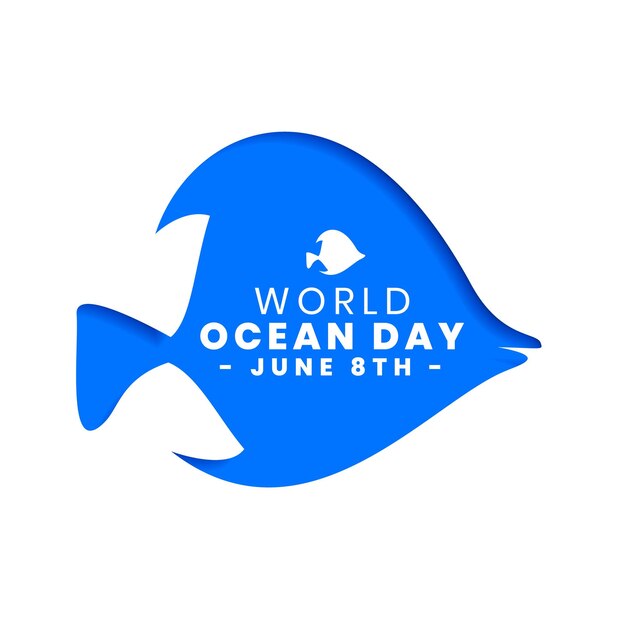 Papercut style blue world ocean day background