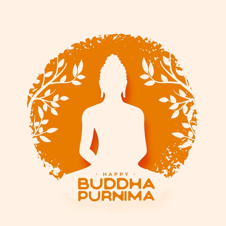 Free Vector papercut style buddha purnima or vesak day wishes card