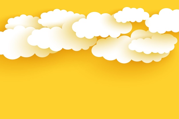 Free vector papercut style cloudy yellow background design