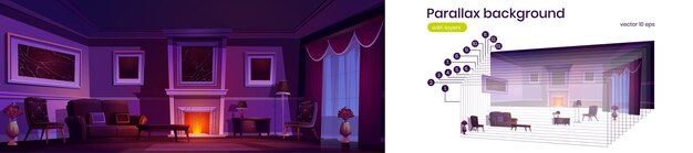 Parallax background for game with luxury room