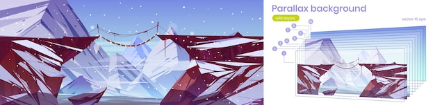パララックスゲームの背景冬のレイヤード風景