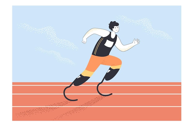 Paralympic athlete running flat illustration