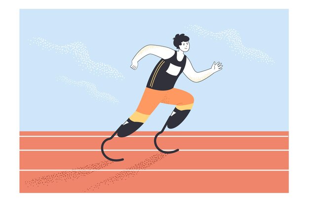 Paralympic athlete running flat illustration