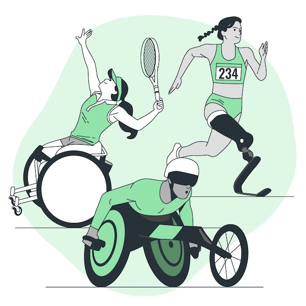 Vettore gratuito illustrazione del concetto di atletica leggera paralimpica