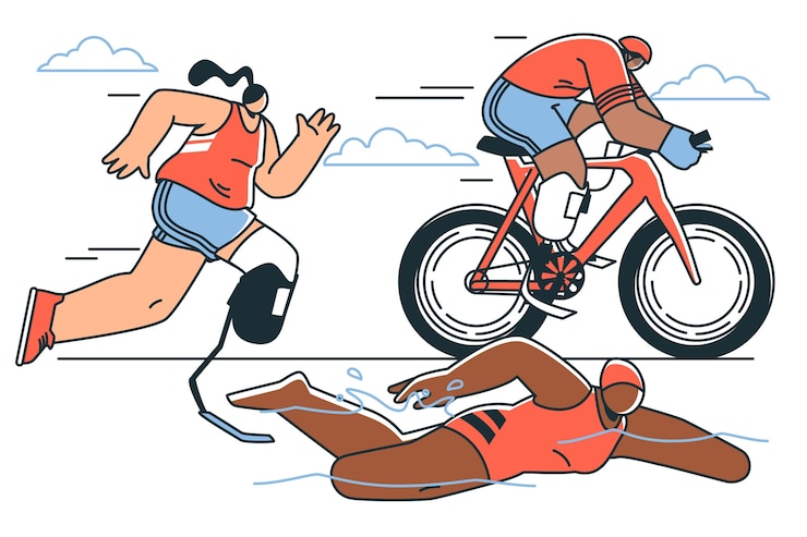 Free Vector paralympic triathlon concept illustration