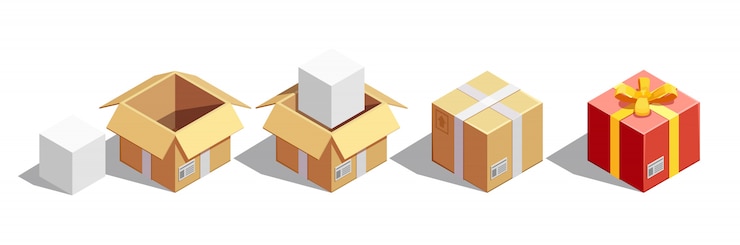 Free Vector parcel packaging isometric set