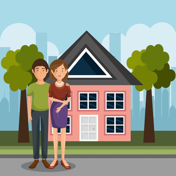 मुफ़्त वेक्टर parents couple outdoors characters