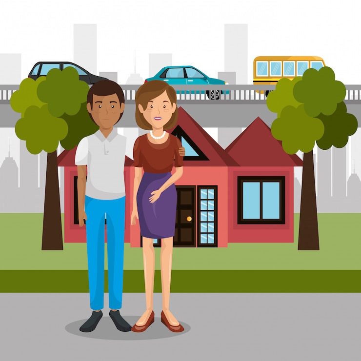 मुफ़्त वेक्टर parents couple outdoors characters