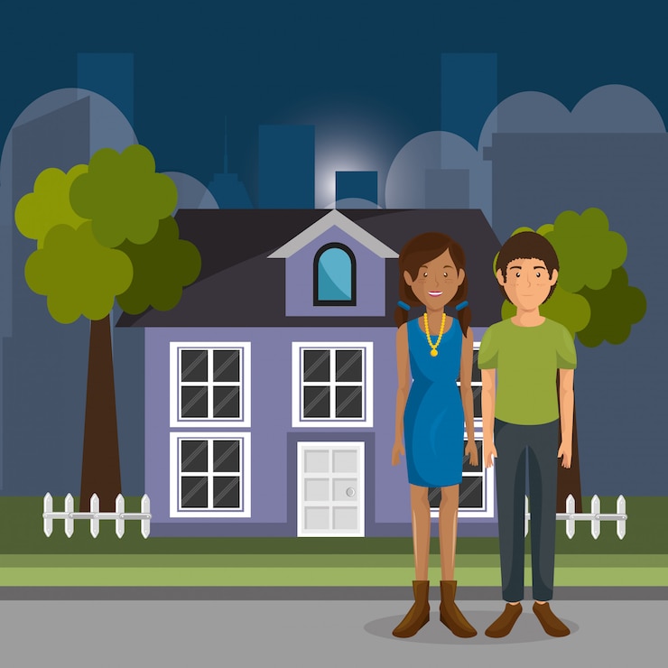 मुफ़्त वेक्टर parents couple outdoors characters