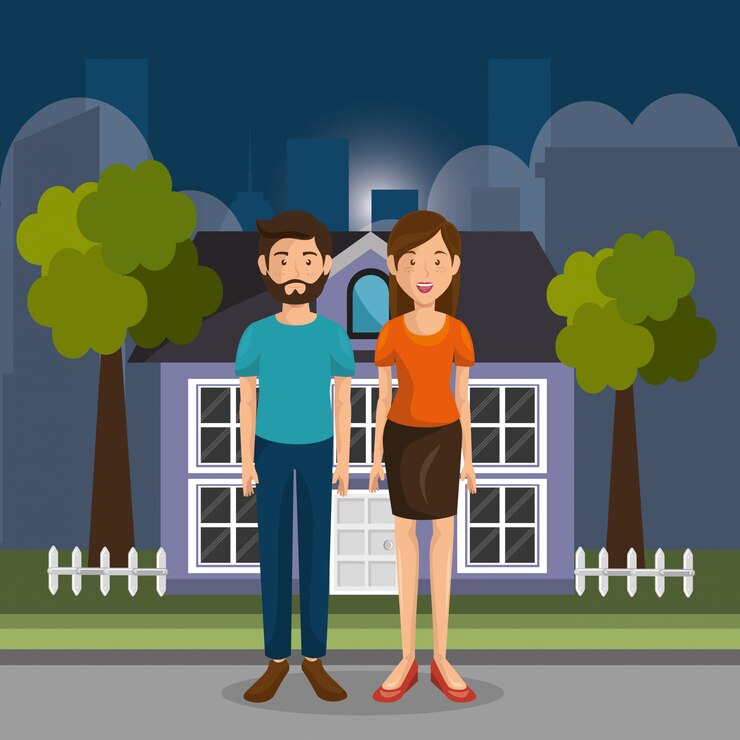 मुफ़्त वेक्टर parents couple outdoors characters