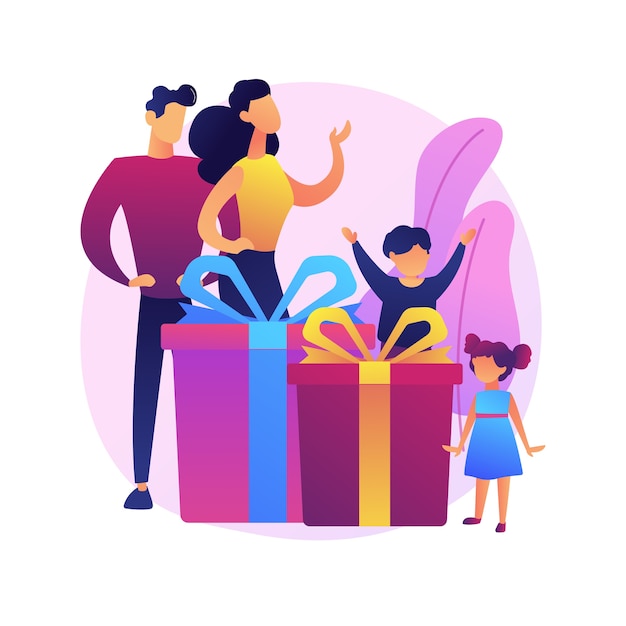 Free vector parents and little children playing together. happy parenthood, interracial couple, family bonding. cheerful mother and father with kids.