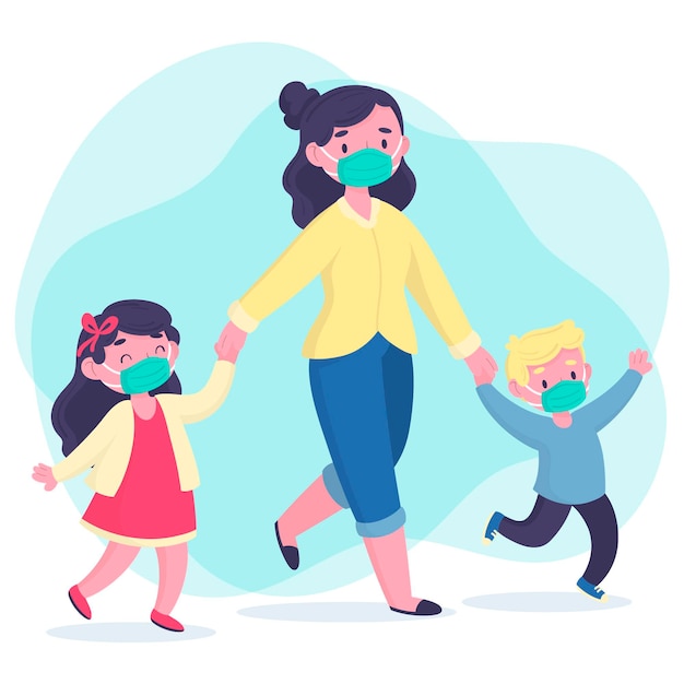 Parents with children concept