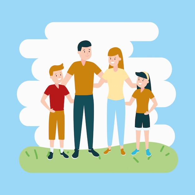 Free vector parents with son and daughter