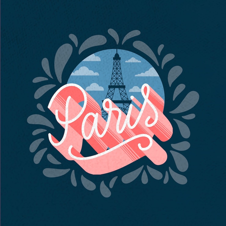 Free Vector paris city lettering