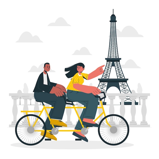 Бесплатное векторное изображение Парижская концепция иллюстрации