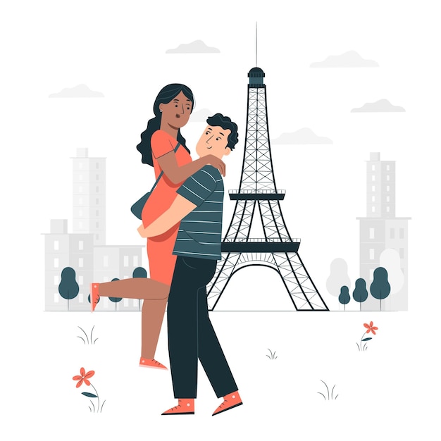 Бесплатное векторное изображение Парижская концепция иллюстрации