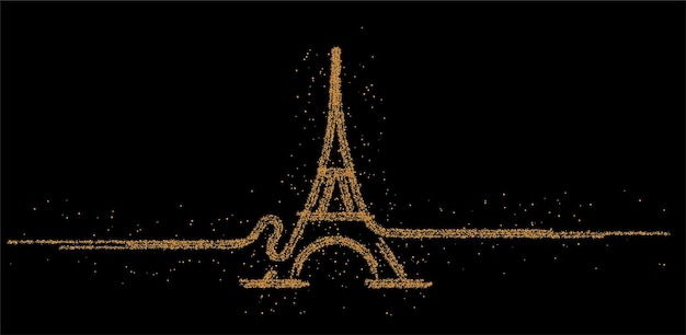 Paris, Eiffel Tower, Paris Cartoon Art, Postcard, Particle Art Vector Illustration