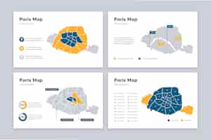 Бесплатное векторное изображение Инфографика карты парижа в плоском дизайне