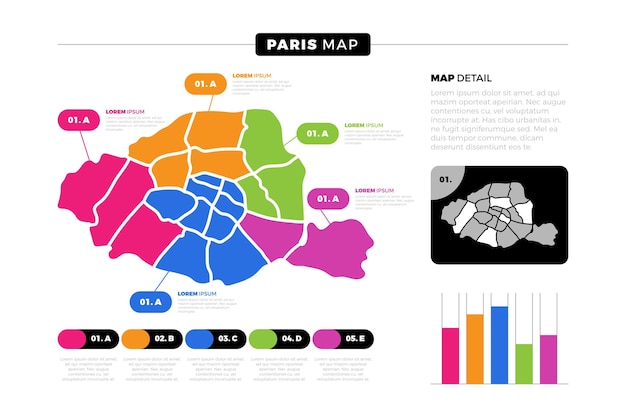 Инфографика карты Парижа