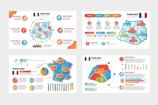 Free vector paris map infographics