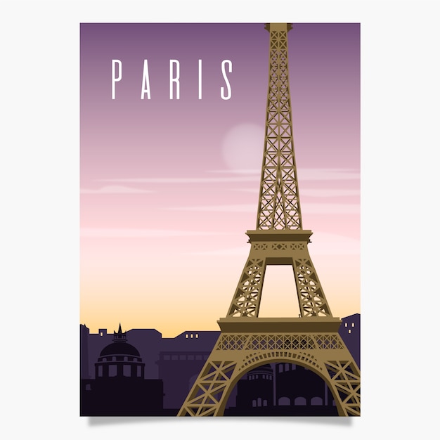 Free vector paris promotional poster template