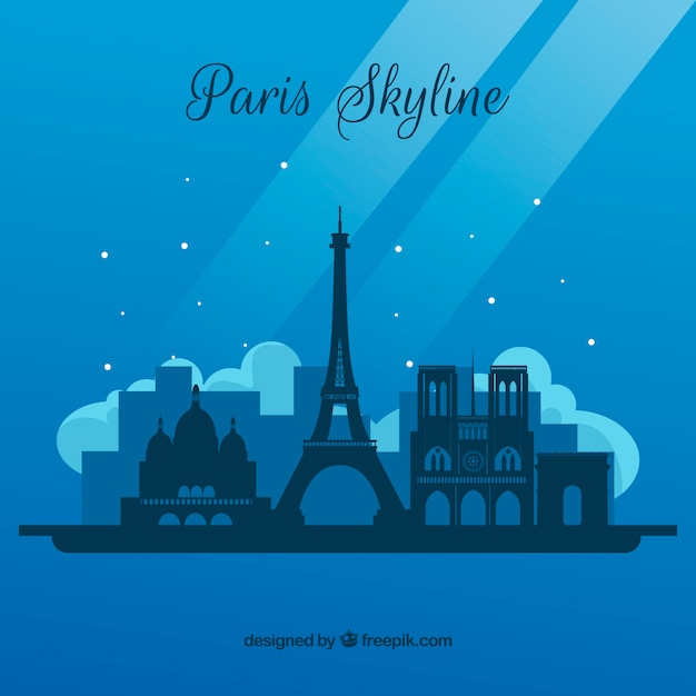 Бесплатное векторное изображение Парижский горизонт ночью