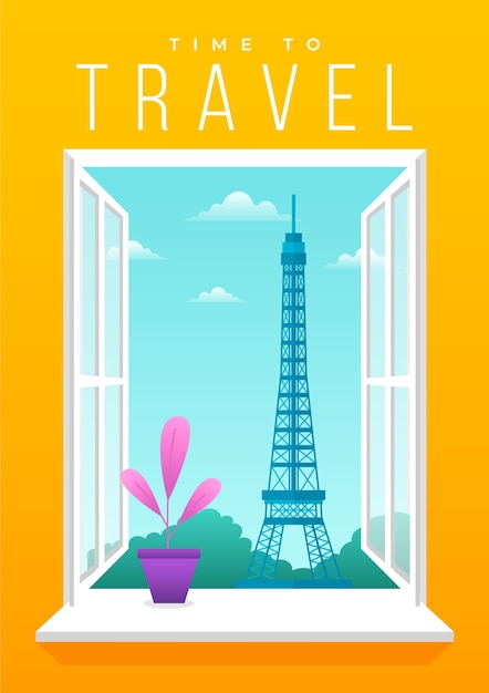 Free vector paris travelling poster design illustrated