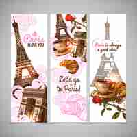 Free vector paris vertical banners