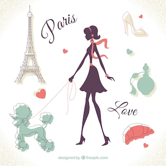 Eiffel Tower drawing with heart Vector | Free Download