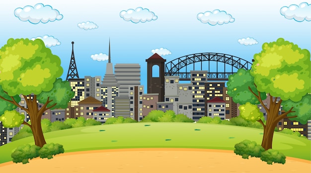 Free vector park in city scene or background