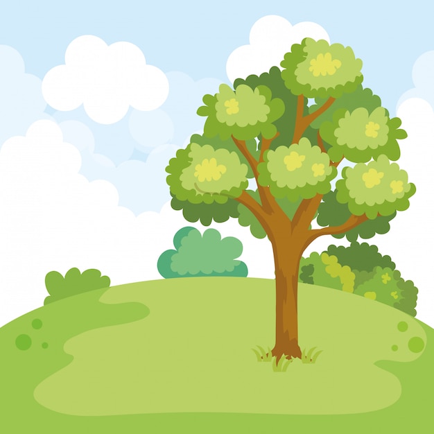 Free vector park landscape with tree scene