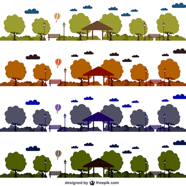Бесплатное векторное изображение Парк горизонт векторный набор