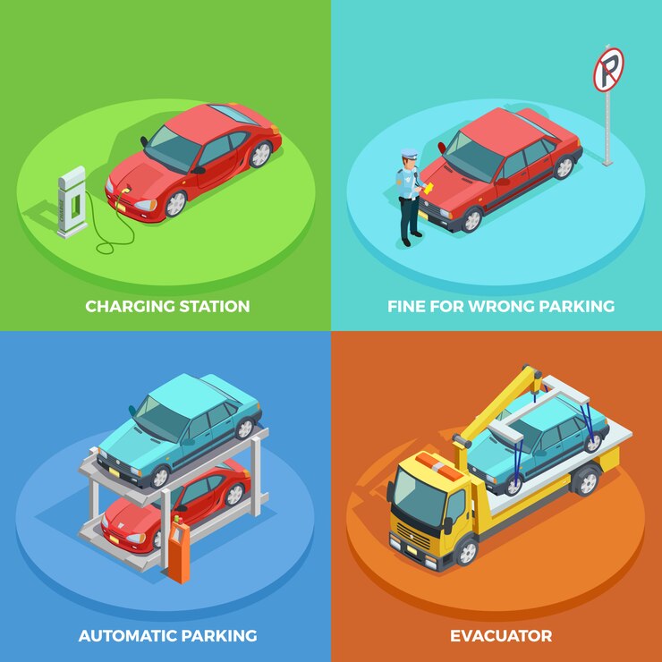 Free Vector parking isometric collection