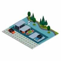 Free vector parking isometric composition robotic smart parking with robots and underground parking spaces