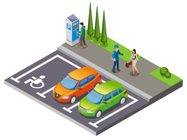 Parking Isometric Composition