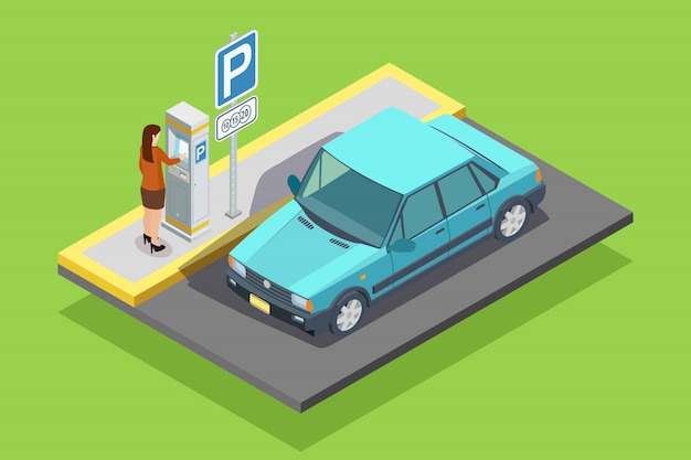 Free vector parking isometric template