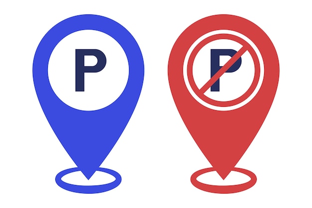 Parking and no parking location pins