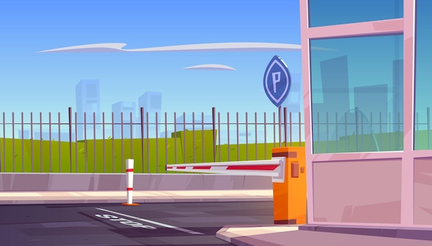 Parking security entrance with automatic car barrier