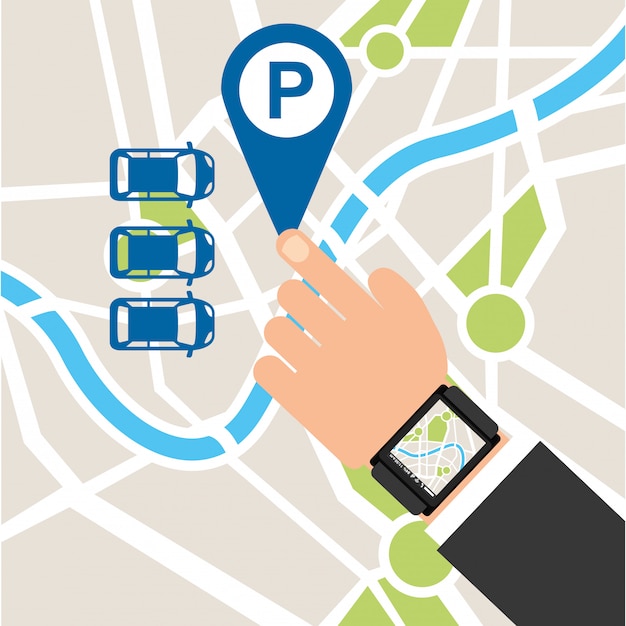 parking service, touch map