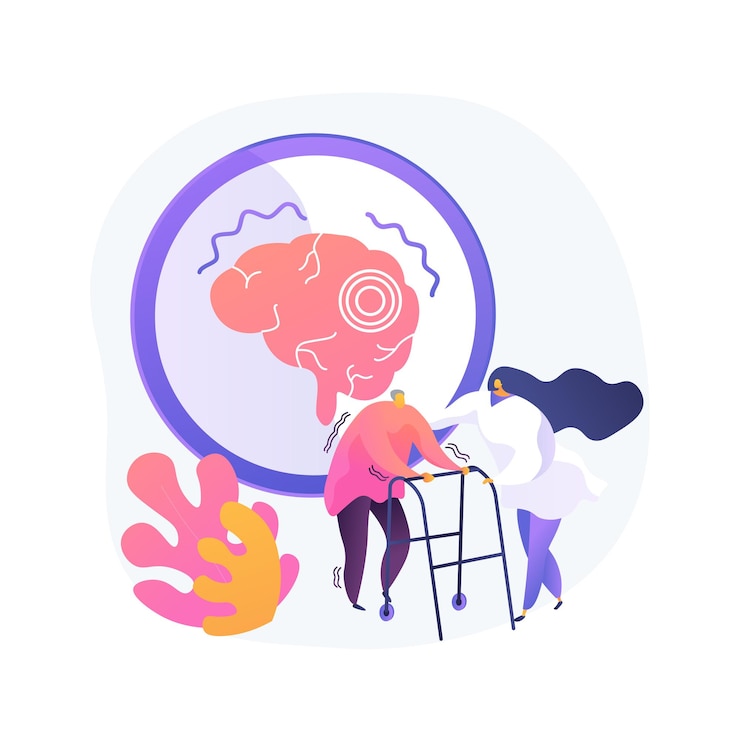 Free Vector parkinson disease abstract concept vector illustration. parkinson cause and treatment, age depression problem, disease symptoms, progressive nervous system disorder, tremor abstract metaphor.