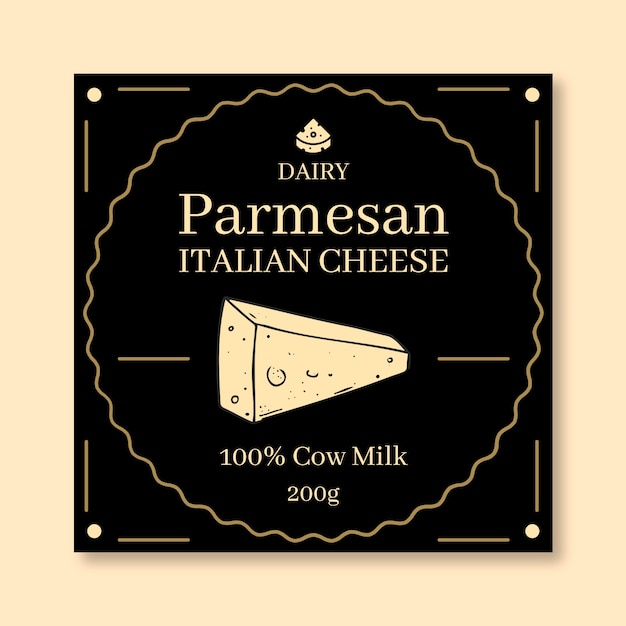 Parmesan cheese square label template design