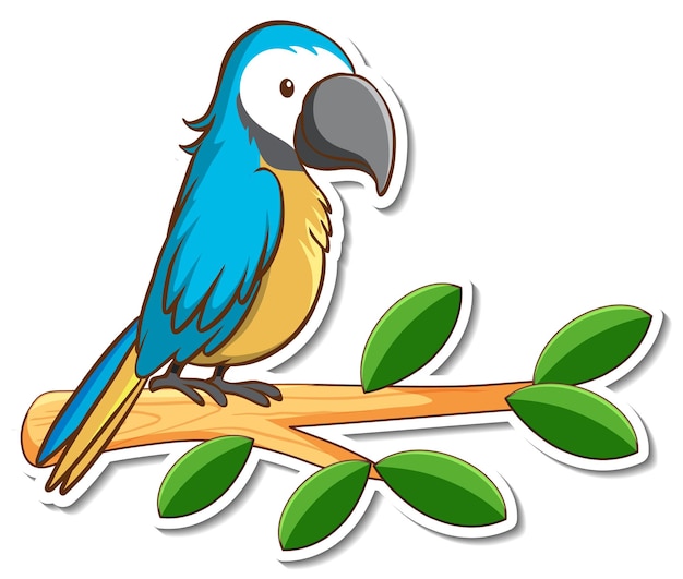 A parrot bird standing on a branch sticker